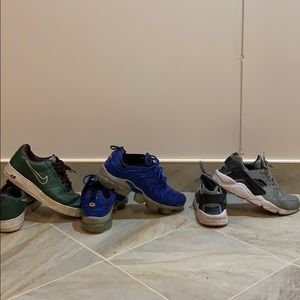 AF1 green 11/blue vapormax plus 11.5/ Hurache10.5